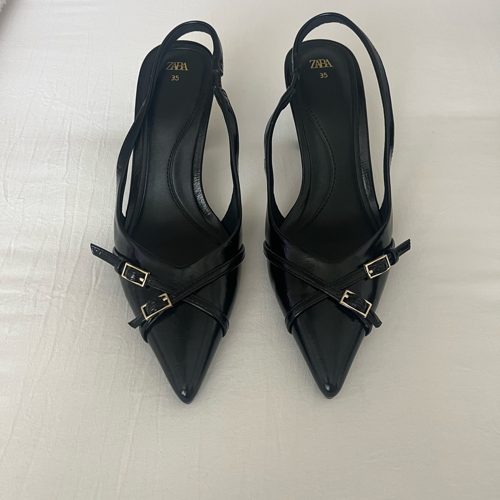 Zara Black Women's Slingback Heels